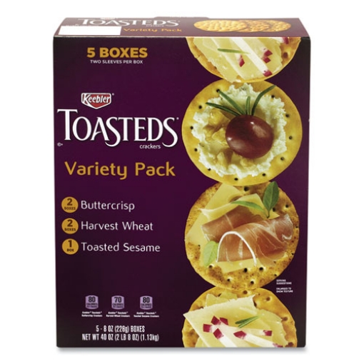 Picture of Toasteds Party Pack Cracker Assortment, 8 oz Box, 5 Assorted Boxes/Carton, Ships in 1-3 Business Days
