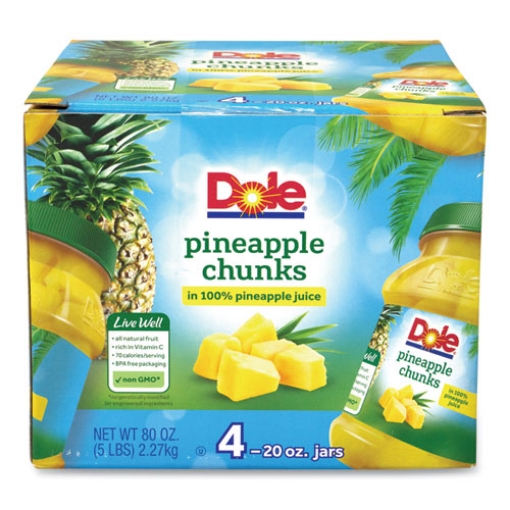 Picture of Pineapple Chunks in 100% Juice, 20 oz Jar, 4 Jars/Carton, Ships in 1-3 Business Days