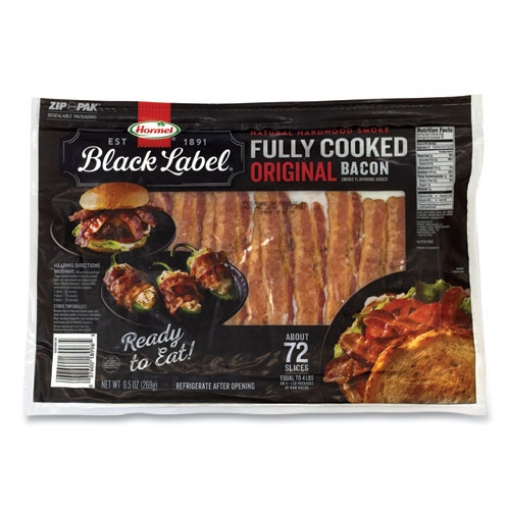 Picture of Fully Cooked Bacon, Original, 9.5 oz Package, Approximately 72 Slices/Carton, Ships in 1-3 Business Days