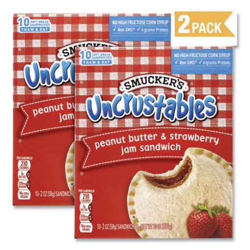 Picture of UNCRUSTABLES Soft Bread Sandwiches, Strawberry Jam, 2 oz, 10/Box, 2 Boxes/Carton, Ships in 1-3 Business Days