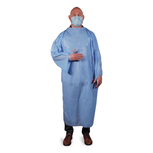 Picture of T-Style Isolation Gown, Lldpe, Large, Light Blue, 50/carton