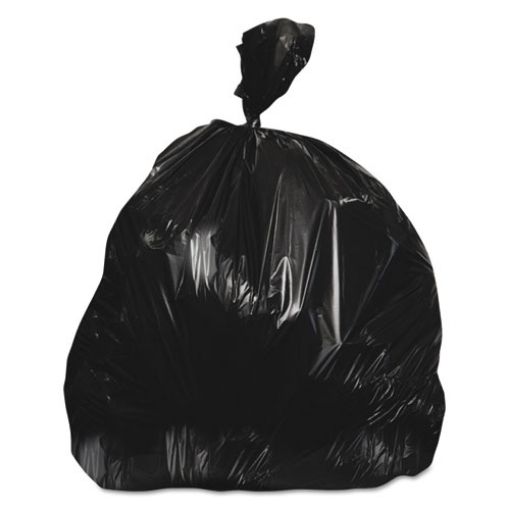 Picture of High-Density Waste Can Liners, 60 gal, 22 mic, 38" x 60", Black, 25 Bags/Roll, 6 Rolls/Carton