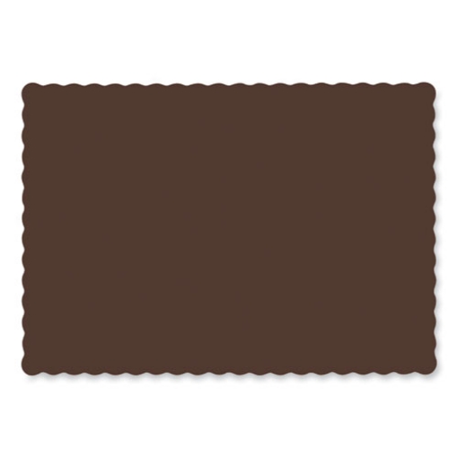 Picture of solid color scalloped edge placemats, 10 x 14, chocolate, 1,000/carton