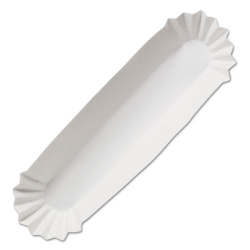 Picture of Fluted Hot Dog Trays, 10 x 1.63 x 1.25, White, Paper, 250/Pack, 12/Carton