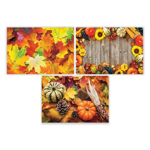 Picture of autumn days multi-pack placemats, 10 x 14, three different designs, 1,000/carton