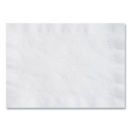 Picture of anniversary embossed placemats, 10 x 14, white, 1,000/carton