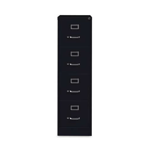 Picture of Vertical Letter File Cabinet, 4 Letter-Size File Drawers, Black, 15 x 26.5 x 52