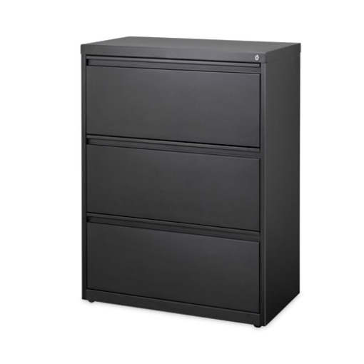 Picture of Lateral File Cabinet, 3 Letter/Legal/A4-Size File Drawers, Black, 30 x 18.62 x 40.25