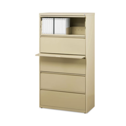 Picture of Lateral File Cabinet, 5 Letter/Legal/A4-Size File Drawers, Putty, 30 x 18.62 x 67.62