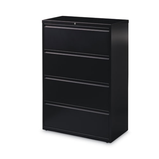 Picture of Lateral File Cabinet, 4 Letter/Legal/A4-Size File Drawers, Black, 36 x 18.62 x 52.5