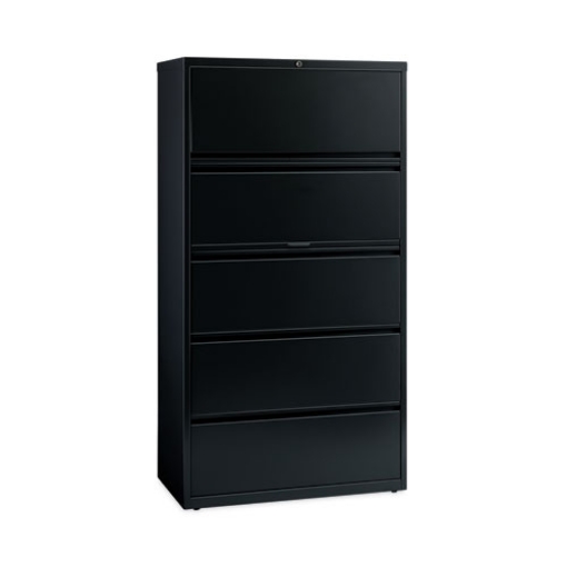 Picture of Lateral File Cabinet, 5 Letter/Legal/A4-Size File Drawers, Black, 36 x 18.62 x 67.62