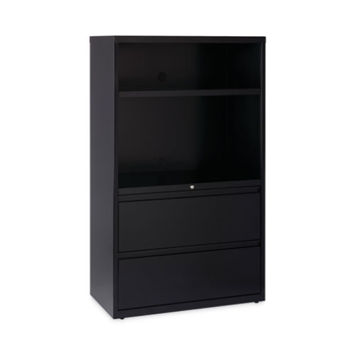 Picture of Combo Bookshelf/Lateral File Cabinet, 2 Shelves (1 Adjustable), 2 Letter/Legal Drawers, Black, 36 x 18.62 x 60