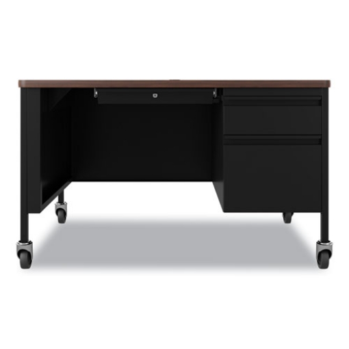 Picture of Mobile Teachers Pedestal Desks, Right-Hand Pedestal: Box/File Drawers, 48" x 30" x 29.5", Walnut/Black