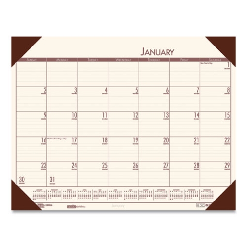 Picture of EcoTones Recycled Monthly Desk Pad Calendar, 22 x 17, Moonlight Cream Sheets, Brown Corners, 12-Month (Jan to Dec): 2024