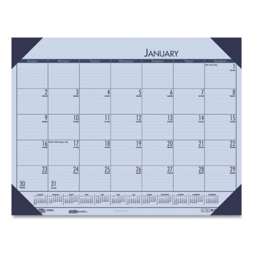 Picture of EcoTones Recycled Monthly Desk Pad Calendar, 22 x 17, Sunset Orchid Sheets, Cordovan Corners, 12-Month (Jan to Dec): 2024