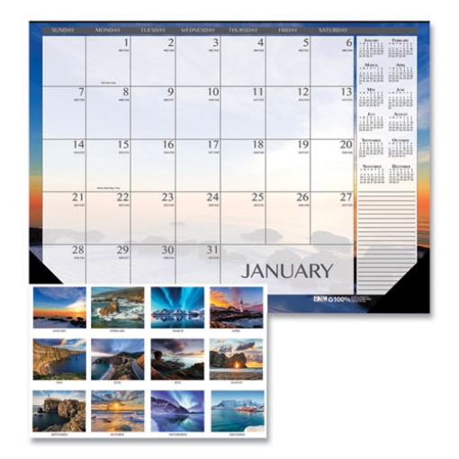 Picture of Recycled Earthscapes Desk Pad Calendar, Seascapes Photography, 22 x 17, Black Binding/Corners,12-Month (Jan to Dec): 2024