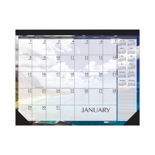 Picture of Recycled Earthscapes Desk Pad Calendar, Seascapes Photography, 18.5 x 13, Black Binding/Corners,12-Month (Jan to Dec): 2024