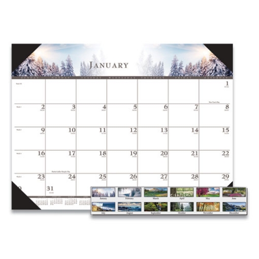 Picture of Recycled Full-Color Monthly Desk Pad Calendar, Nature Photography, 22 x 17, Black Binding/Corners,12-Month (Jan to Dec): 2024