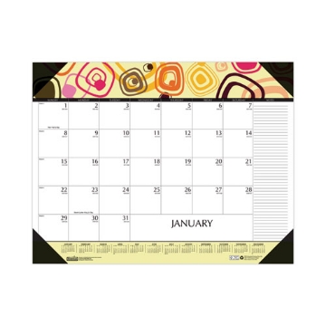 Picture of Recycled Desk Pad Calendar, Geometric Artwork, 22 x 17, White Sheets, Black Binding/Corners,12-Month (Jan to Dec): 2024