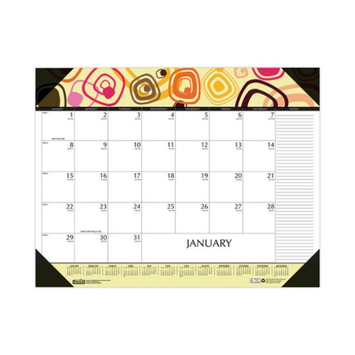 Picture of Recycled Desk Pad Calendar, Geometric Artwork, 22 x 17, White Sheets, Black Binding/Corners,12-Month (Jan to Dec): 2024