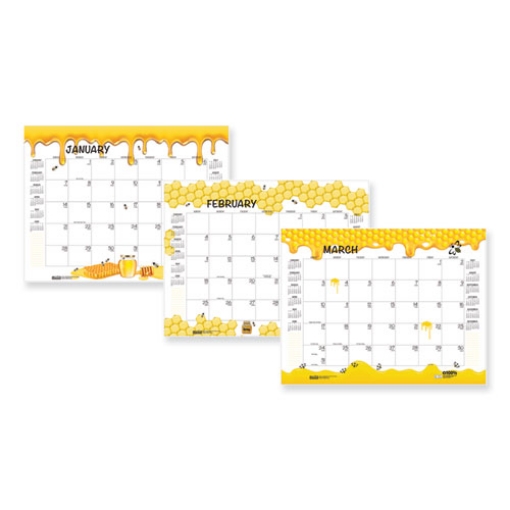 Picture of Recycled Honeycomb Desk Pad Calendar, 22 x 17, White/Multicolor Sheets, Brown Corners, 12-Month (Jan to Dec): 2024