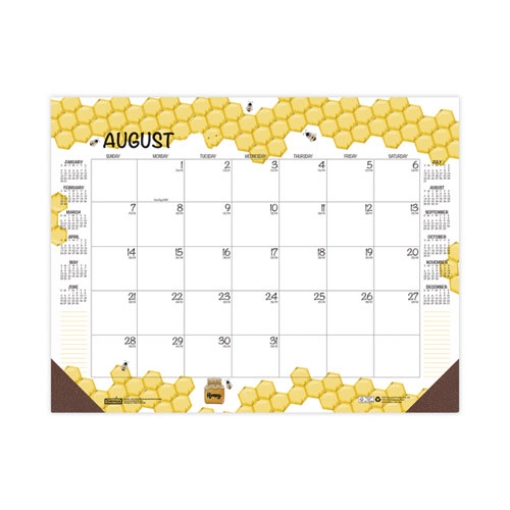 Picture of Recycled Honeycomb Desk Pad Calendar, 22 x 17, White/Multicolor Sheets, Brown Corners, 12-Month (Aug to July): 2023 to 2024