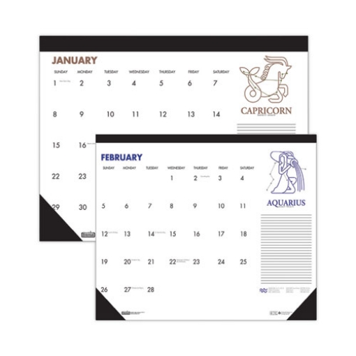 Picture of Recycled Zodiac Desk Pad Calendar, Zodiac Artwork, 17 x 22, White Sheets, Black Binding/Corners, 12-Month (Jan-Dec) 2024