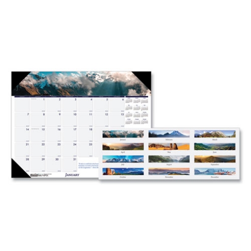 Picture of Earthscapes Recycled Monthly Desk Pad Calendar, Mountains of the World Photos, 22 x 17, Black Corners,12-Month(Jan-Dec): 2024