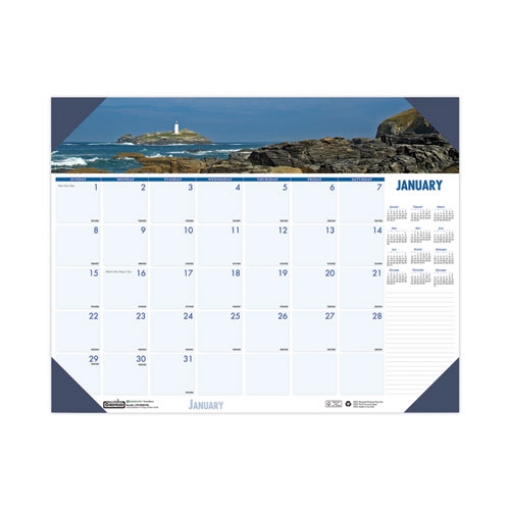 Picture of Earthscapes Recycled Monthly Desk Pad Calendar, Coastlines Photos, 18.5 x 13, Black Binding/Corners,12-Month (Jan-Dec): 2024