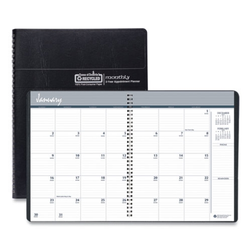 Picture of 24-Month Recycled Ruled Monthly Planner, 11 x 8.5, Black Cover, 24-Month (Jan to Dec): 2024 to 2025