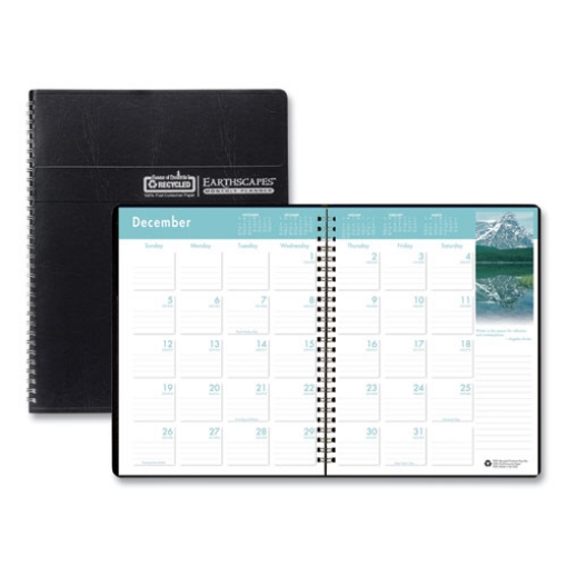 Picture of Earthscapes Recycled Ruled Monthly Planner, Landscapes Color Photos, 11 x 8.5, Black Cover, 14-Month (Dec-Jan): 2023-2025