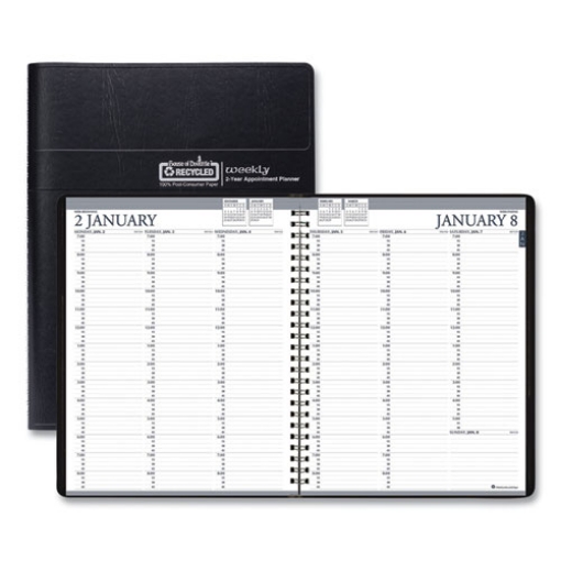 Picture of Recycled Professional Weekly Planner, 15-Minute Appts, 11 x 8.5, Black Wirebound Soft Cover, 24-Month (Jan-Dec): 2024-2025