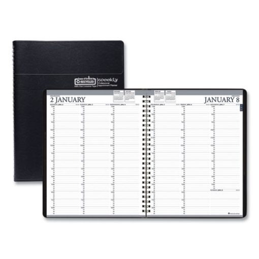 Picture of Recycled Professional Weekly Planner, 15-Minute Appts, 11 x 8.5, Black Wirebound Soft Cover, 12-Month (Jan to Dec): 2024