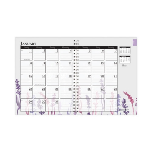 Picture of Recycled WildFlower Weekly/Monthly Planner, WildFlower Artwork, 11 x 8.5, Gray/White/Purple Cover, 12-Month (Jan-Dec): 2024