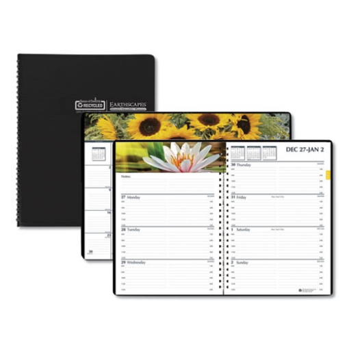 Picture of Earthscapes Recycled Weekly/Monthly Planner, Gardens of the World Photography, 10 x 7, Black Cover, 12-Month (Jan-Dec): 2024