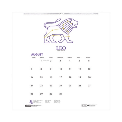 Picture of Recycled Academic Zodiac Wall Calendar, 11 x 14, Multicolor Sheets,12-Month (Aug to July): 2023 to 2024