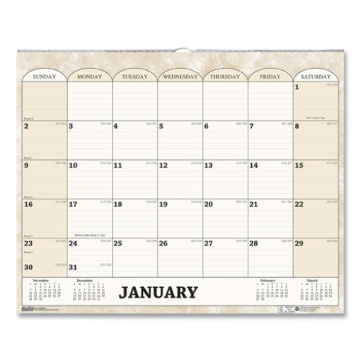 Picture of Recycled Monthly Horizontal Wall Calendar, Marble Stone Artwork, 14.88 x 12, White/Sand Sheets, 12-Month (Jan to Dec): 2024