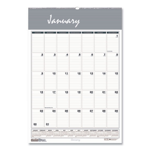 Picture of Bar Harbor Recycled Wirebound Monthly Wall Calendar, 8.5 x 11, White/Blue/Gray Sheets, 12-Month (Jan-Dec): 2024