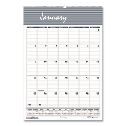 Picture of Bar Harbor Recycled Wirebound Monthly Wall Calendar, 15.5 x 22, White/Blue/Gray Sheets, 12-Month (Jan-Dec): 2024