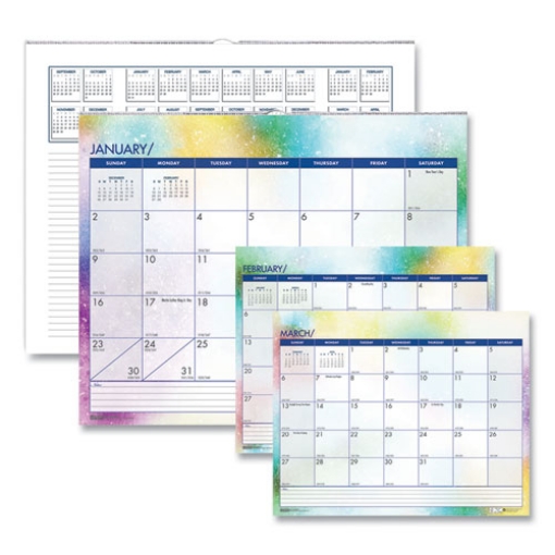 Picture of Recycled Cosmos Wall Calendar, Cosmos Artwork, 14.88 x 12, White/Blue/Multicolor Sheets, 12-Month (Jan to Dec): 2024