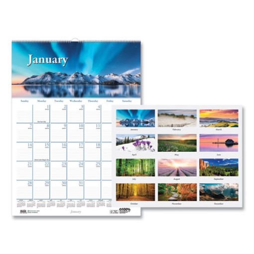 Picture of Earthscapes Recycled Monthly Wall Calendar, Scenic Beauty Photography, 12 x 16.5, White Sheets, 12-Month (Jan-Dec): 2024