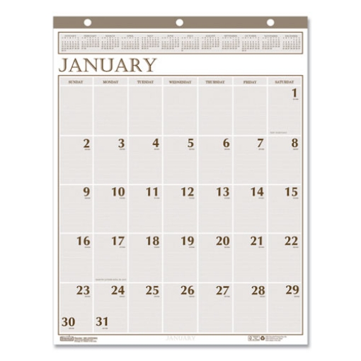 Picture of Large Print Recycled Monthly Wall Calendar, 20 x 26, Beige Sheets, 12-Month (Jan to Dec): 2024