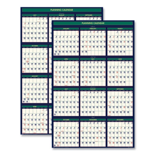 Picture of Four Season Erasable Business/Academic Recycled Wall Calendar, 24 x 37, 12-Month(July-June):2023-2024, 12-Month(Jan-Dec):2024