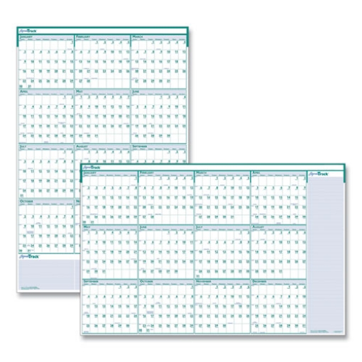 Picture of Express Track Recycled Reversible/Erasable Yearly Wall Calendar, 24 x 37, White/Teal Sheets, 12-Month (Jan to Dec): 2024