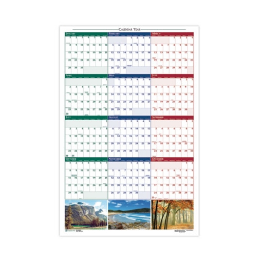 Picture of Earthscapes Recycled Reversible/Erasable Yearly Wall Calendar, Nature Photos, 18 x 24, White Sheets, 12-Month (Jan-Dec): 2024