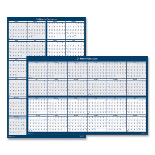 Picture of Reversible/Erasable 2 Year Wall Calendar, 24 x 37, Light Blue/Blue/White Sheets, 24-Month (Jan to Dec): 2024 to 2025