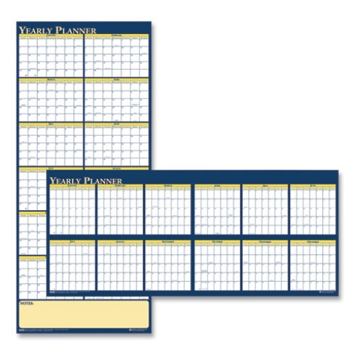 Picture of Recycled Reversible Yearly Wall Planner, 60 x 26, White/Blue/Yellow Sheets, 12-Month (Jan to Dec): 2024