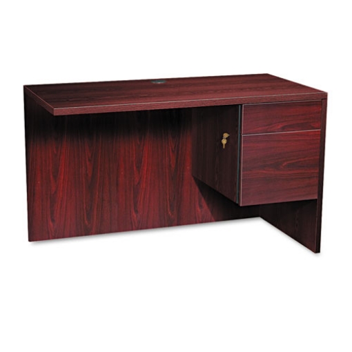 Picture of 10500 SERIES L WORKSTATION RETURN, 3/4 HEIGHT RIGHT PED, 48W X 24D X 29.5H, MAHOGANY