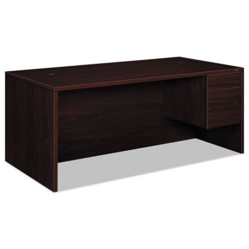 Picture of 10500 Series "l" Workstation Right Pedestal Desk With 3/4 Height Pedestal, 72" X 36" X 29.5", Mahogany