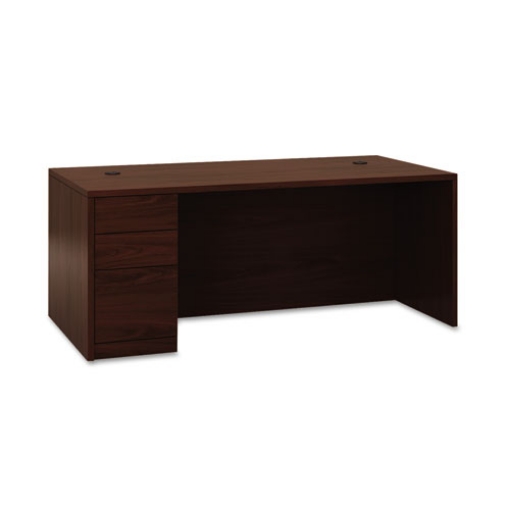 Picture of 10500 Series "l" Workstation Left Pedestal Desk With Full-Height Pedestal, 72" X 36" X 29.5", Mahogany